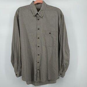 Scott Barber Gray Houndstooth Casual L/S Button Down Shirt Cotton Size Medium